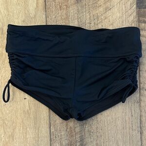 Athleta S Black Ruched Boy Short Swim Shorts